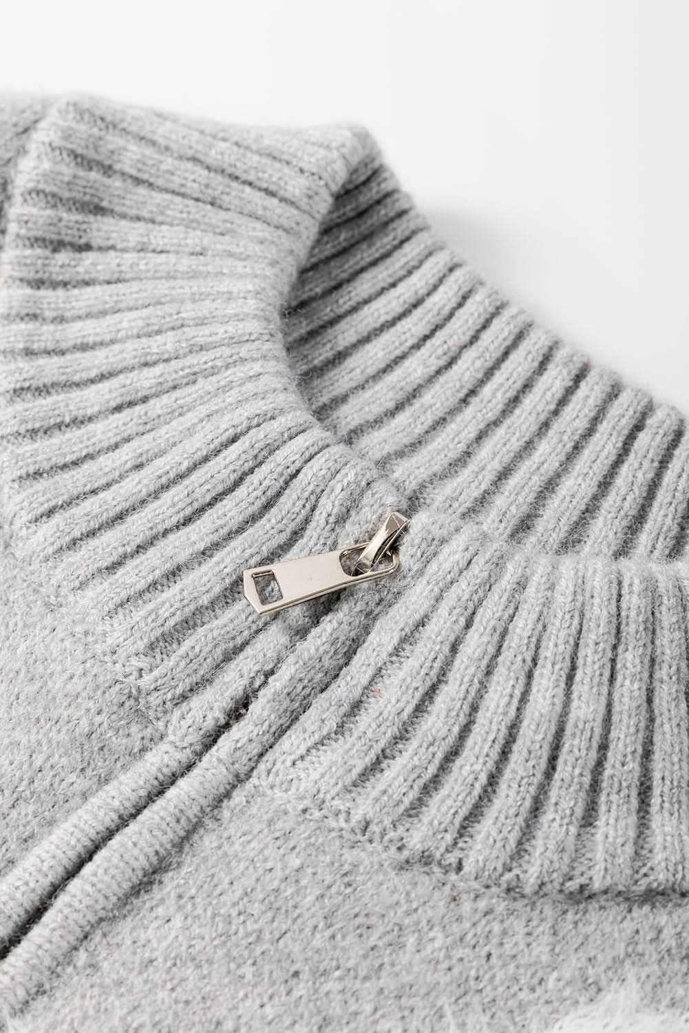 Gray floral embroidered plus size sweater - Love Salve